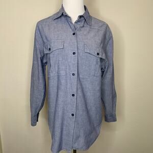 Vintage Blue Chambray Button Up Shirt Sz 10 100% Cotton